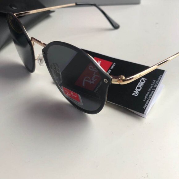 Ray-Ban 3574 Blaze Round Gold Frame Sunglasses - Picture 7 of 8